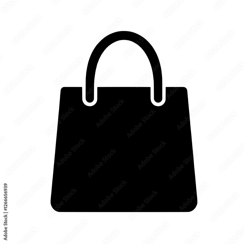 Shopping Bag Icon: A simple yet versatile icon of a classic shopping bag with a handle, suitable for various purposes, including website design, mobile apps, and print media. Shopping Bag Icon: A simple yet versatile icon of a classic shopping bag with a handle, suitable for various purposes, including website design, mobile apps, and print media.