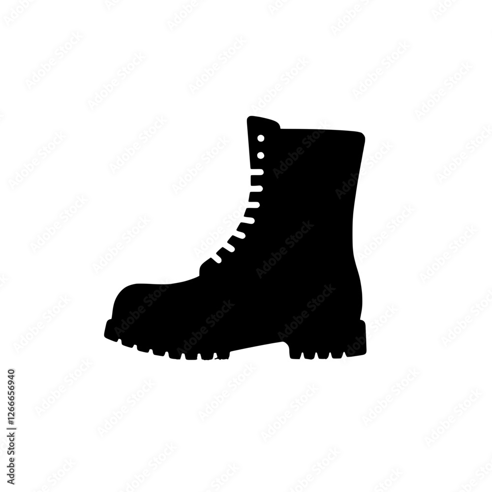Boot Icon Silhouette: A simple yet powerful silhouette of a classic work boot, showcasing sturdy construction and timeless design. Boot Icon Silhouette: A simple yet powerful silhouette of a classic work boot, showcasing sturdy construction and timeless design.