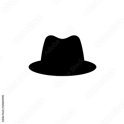 Classic Fedora Silhouette: A sleek and timeless fedora silhouette in black, perfect for fashion, style, and design projects.  