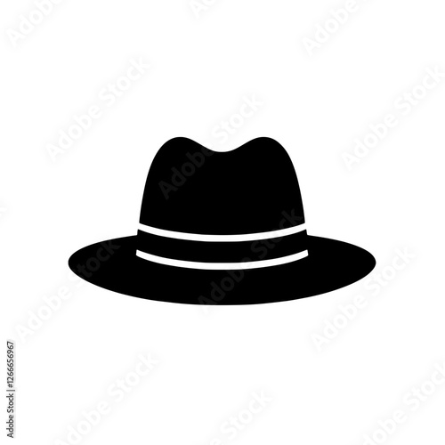 Classic Fedora Hat Icon: A simple yet elegant vector illustration of a classic fedora hat, perfect for fashion, design, and various branding applications.  
