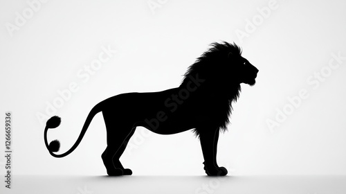 Majestic lion silhouette, profile view, white background, wildlife, logo