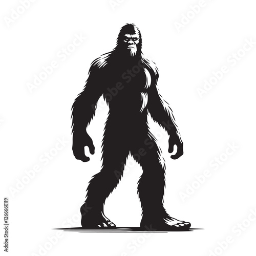 Haunting Bigfoot silhouette created for supernatural and fantasy projects - Bigfoot illustration - Bigfoot vector - mythical creature silhouette
