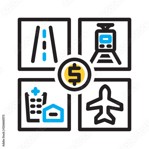 Vector multi color icon for Infrastructure investment