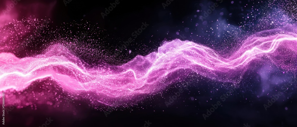 Fototapeta premium Dynamic Abstract Background for Graphic Presentation with Vibrant Pink and Purple Flowing Waves, network abilities, technological processes, digital storages, science, education