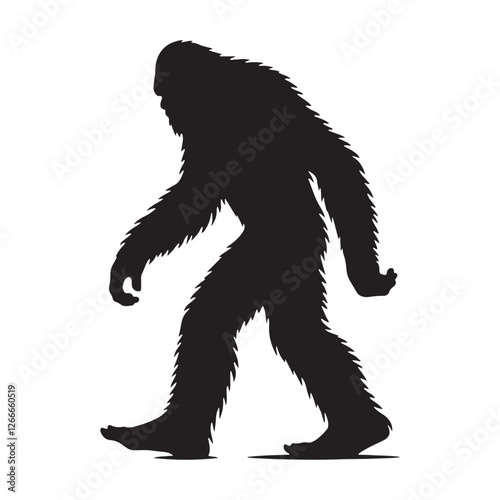 Wild Bigfoot silhouette symbolizing the secrets of deep forests - Bigfoot illustration - Bigfoot vector - mythical creature silhouette
