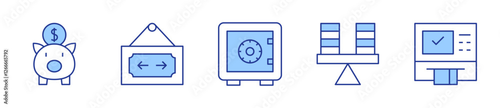 atm, open, safe deposit, saving, stability. Banking Icon vector illustration. Line Duotone style. Editable stroke atm, open, safe deposit, saving, stability. Banking Icon vector illustration. Line Duotone style. Editable stroke