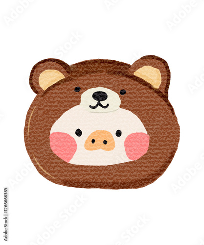 Delight in this adorable and creative illustration of a chocolate roll cake shaped like a cute bear! A delightful and eye-catching illustration that will appeal to dessert lovers and kids alike photo