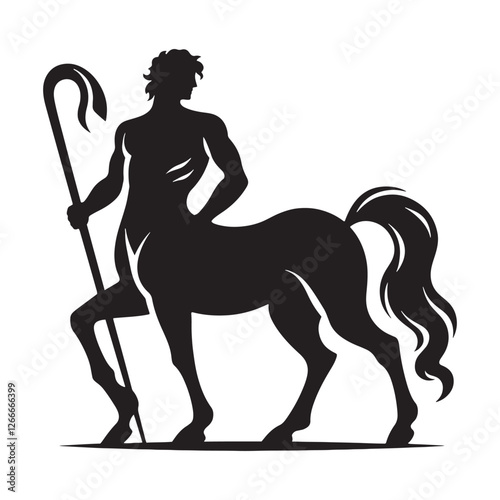 Warrior Centaur silhouette standing tall in mythical grandeur - Centaur illustration - Centaur vector - mythical creature silhouette

