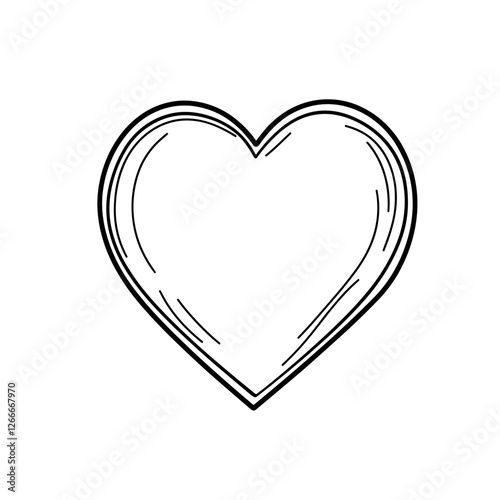 Hand-drawn heart outline in black and white sketch style