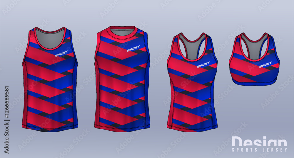 Φωτογραφία Sleeveless shirt sport design template, jersey mockup for Men's and Women's, Running singlet, basketball Tank top