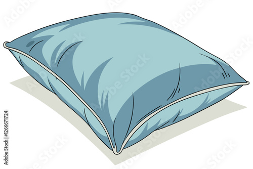  Photograph of a single, rectangular, silk pillow with a smooth, lustrous finish. The pillow is a vibrant blue color with a slight gradient, becoming lighter towards the center. The pillow is placed