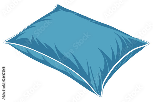  Photograph of a single, rectangular, silk pillow with a smooth, lustrous finish. The pillow is a vibrant blue color with a slight gradient, becoming lighter towards the center. The pillow is placed