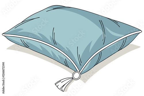  Photograph of a single, rectangular, silk pillow with a smooth, lustrous finish. The pillow is a vibrant blue color with a slight gradient, becoming lighter towards the center. The pillow is placed