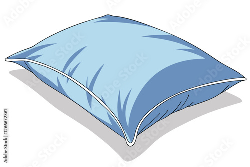  Photograph of a single, rectangular, silk pillow with a smooth, lustrous finish. The pillow is a vibrant blue color with a slight gradient, becoming lighter towards the center. The pillow is placed