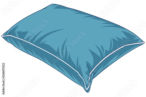 Photograph of a single, rectangular, silk pillow with a smooth, lustrous finish. The pillow is a vibrant blue color with a slight gradient, becoming lighter towards the center. The pillow is placed