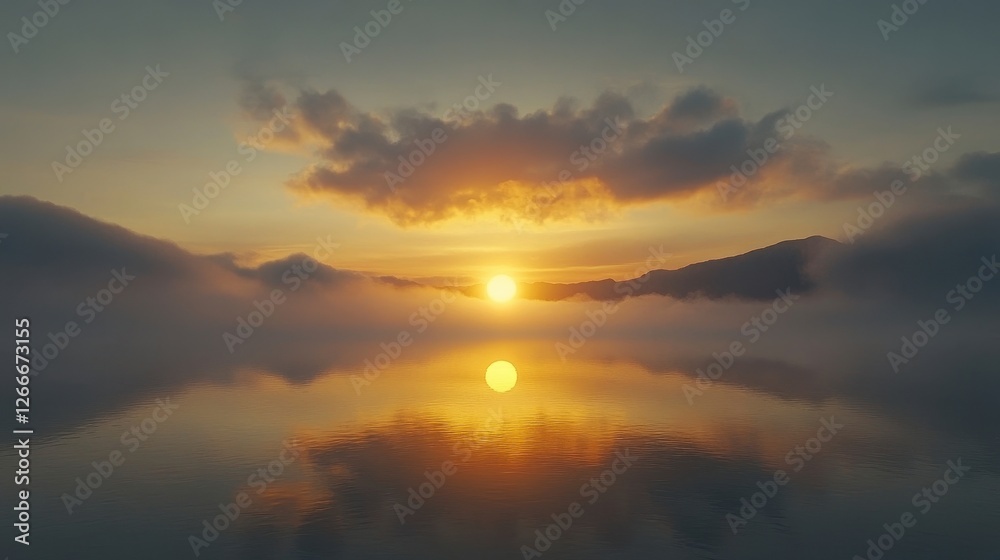 Obraz premium Serene Sunrise Reflection