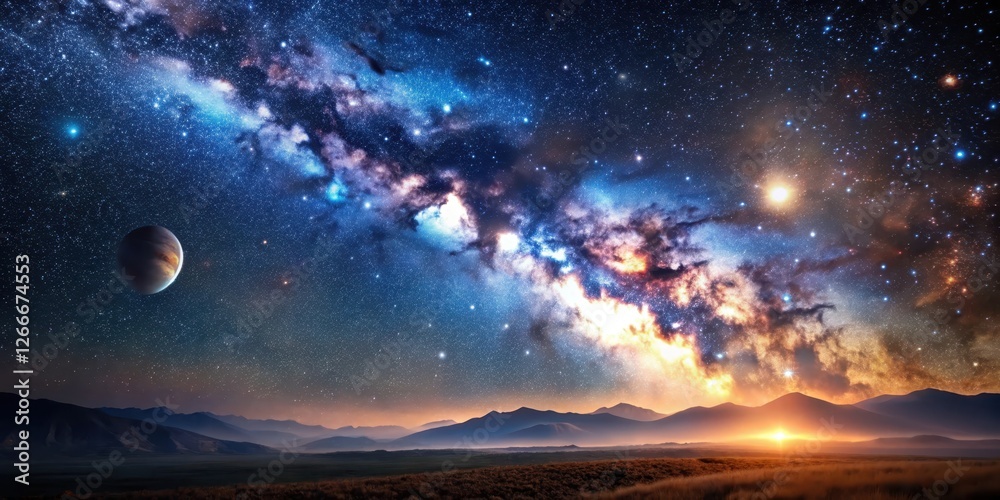 Fototapeta premium Cosmic Dreams Under Starry Skies, astronomy, celestial wonder, astronomy, celestial wonder