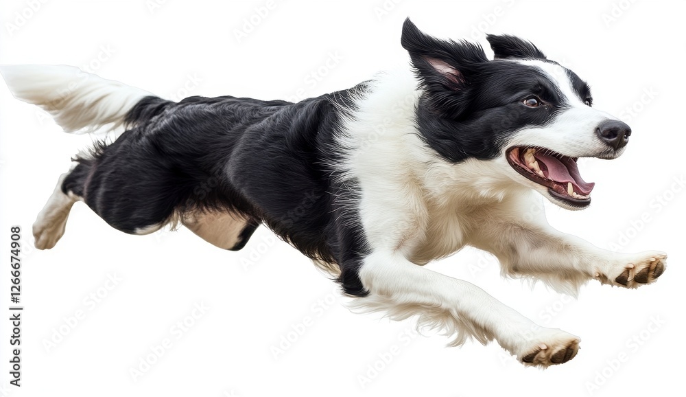 Fototapeta premium Energetic Black and White Dog