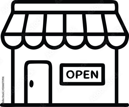 Vector Illustration of a Colorful Open Shop with a Sign