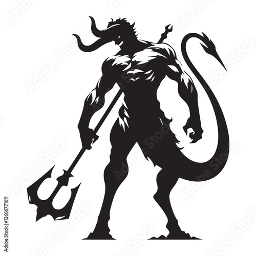 Sinister Devil silhouette showcasing the essence of darkness - Devil illustration - Devil vector - mythical creature silhouette
