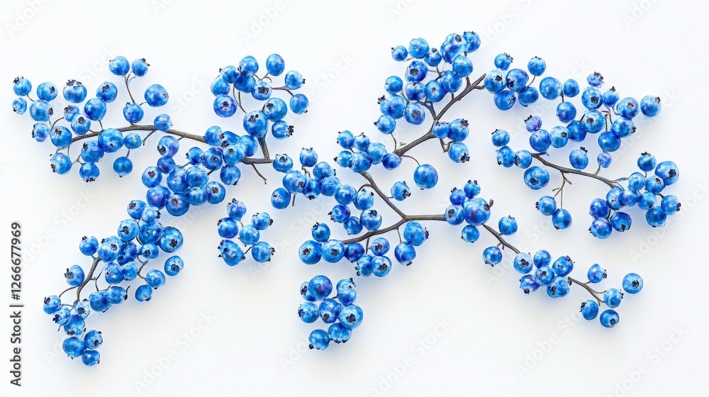 Blueberries Arrangement in Creative Design on White Background Blueberries Arrangement in Creative Design on White Background