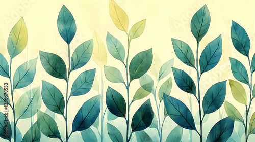 Abstract watercolor leaves pattern,  background. Suitable for wallpaper, prints