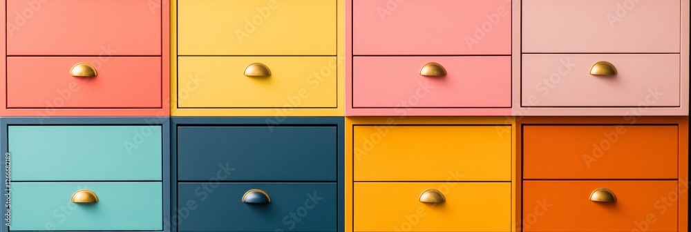 Colorful Minimalism in Filing Systems Multi-Hued Steel Drawers with Brass Knobs for Modern Office Organization - Boosting Efficiency with Stylish Storage Solutions Colorful Minimalism in Filing Systems Multi-Hued Steel Drawers with Brass Knobs for Modern Office Organization - Boosting Efficiency with Stylish Storage Solutions