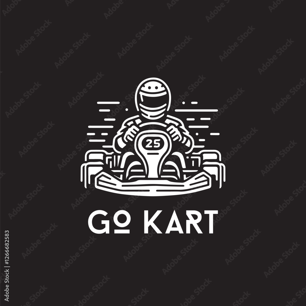 Karting Vector logo design template. Go Kart racing illustration, good for event logo, t shirt design and racing team logo . Vintage line art Karting logo Karting Vector logo design template. Go Kart racing illustration, good for event logo, t shirt design and racing team logo . Vintage line art Karting logo