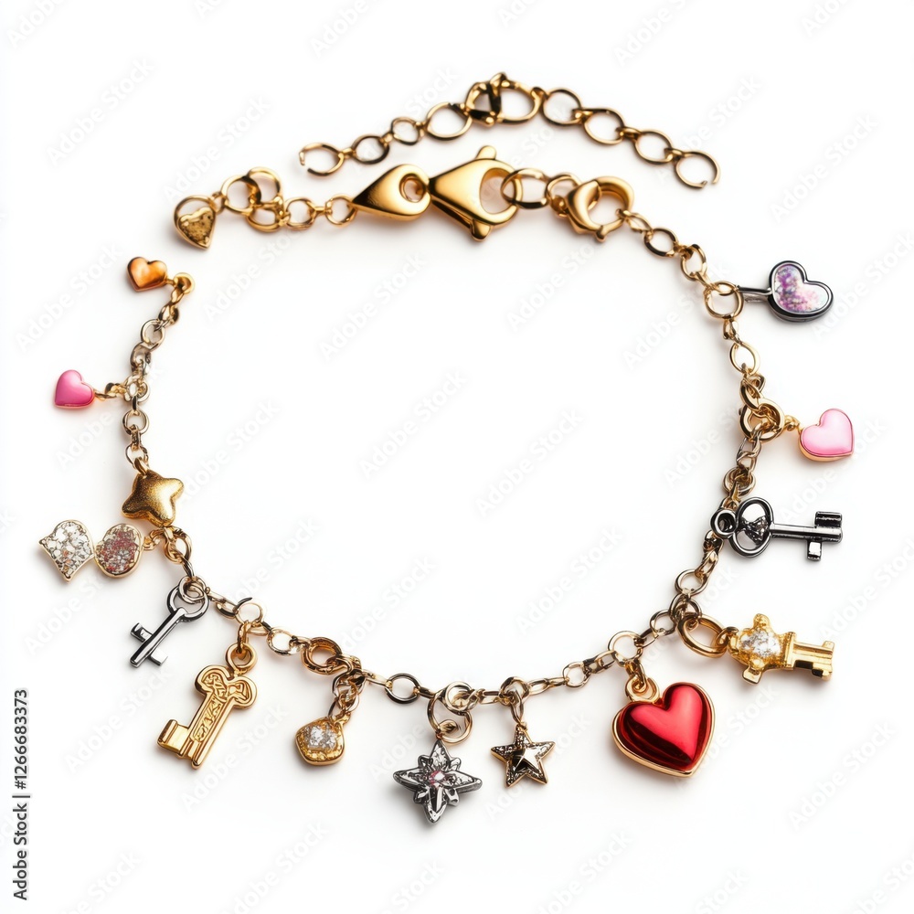 dainty charm bracelet with miniature keys hearts dainty charm bracelet with miniature keys hearts