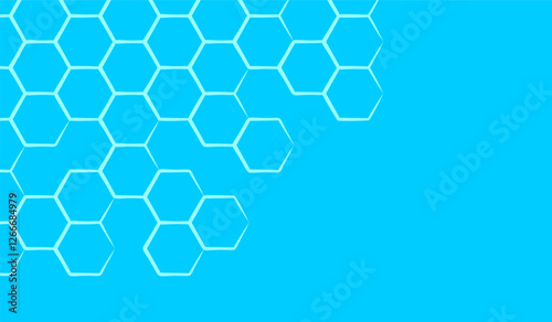 Blue hexagon pattern medical background, light blue honeycomb med illustration