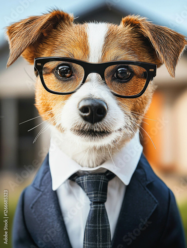 Dog Realtor Wearing A Costu...
