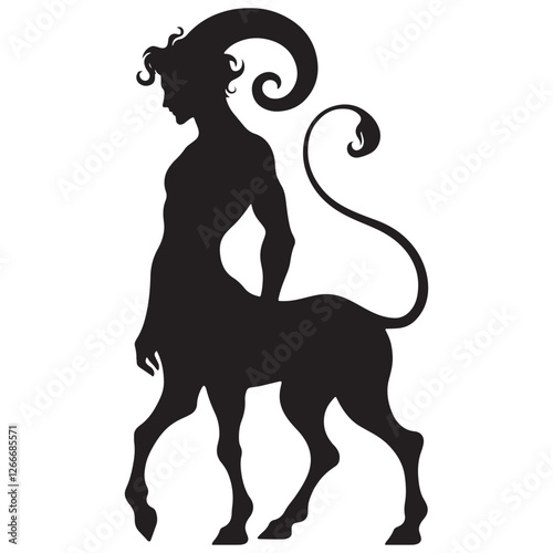 Artistic Satyr silhouette representing mythical mischief and magic - Satyr illustration - Satyr vector - mythical creature silhouette
