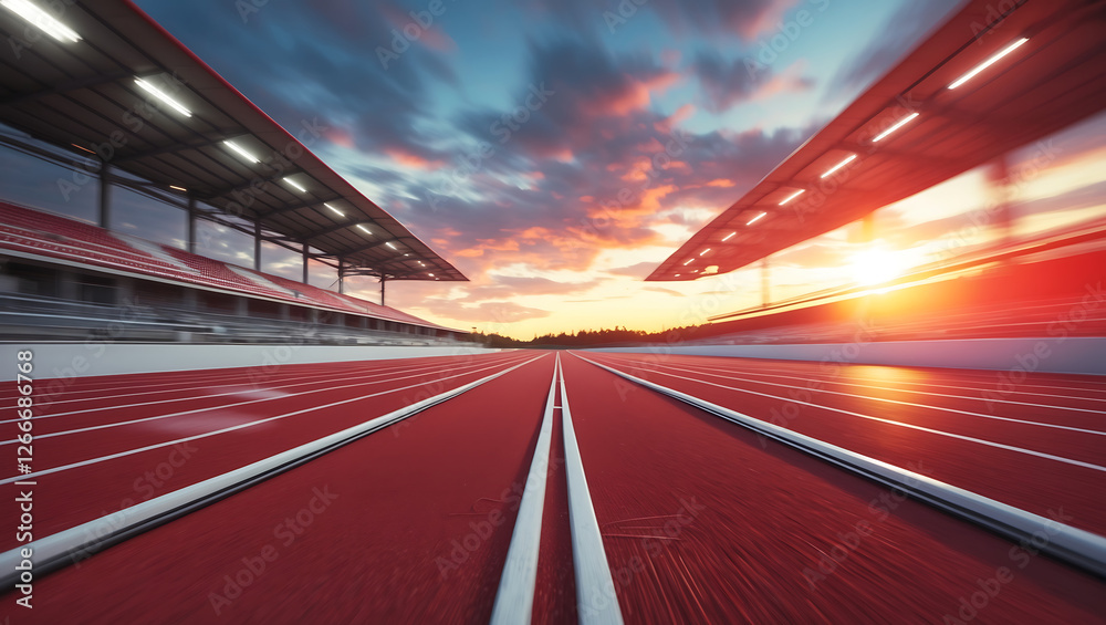 Dynamic Sports Running Track Captured with a Blurred Motion Effect for a Fast-Paced Look Dynamic Sports Running Track Captured with a Blurred Motion Effect for a Fast-Paced Look