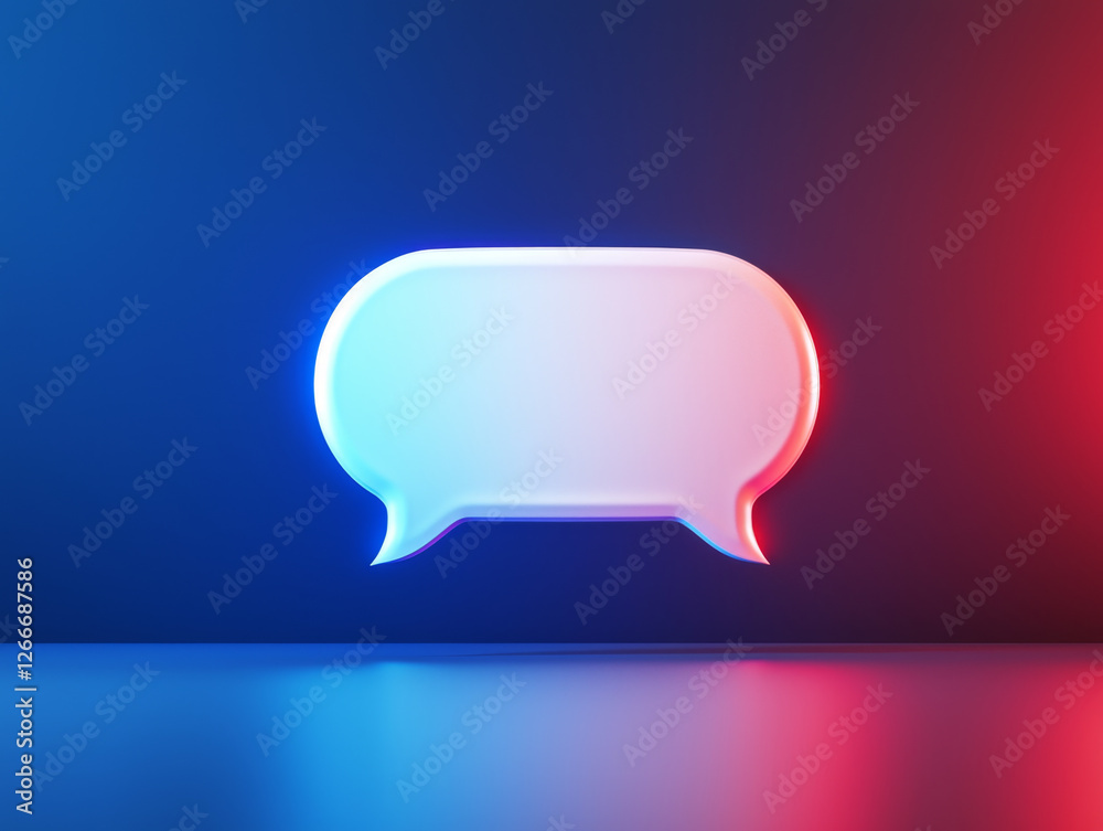 blank speech bubble mockup with modern design and colorful lighting blank speech bubble mockup with modern design and colorful lighting
