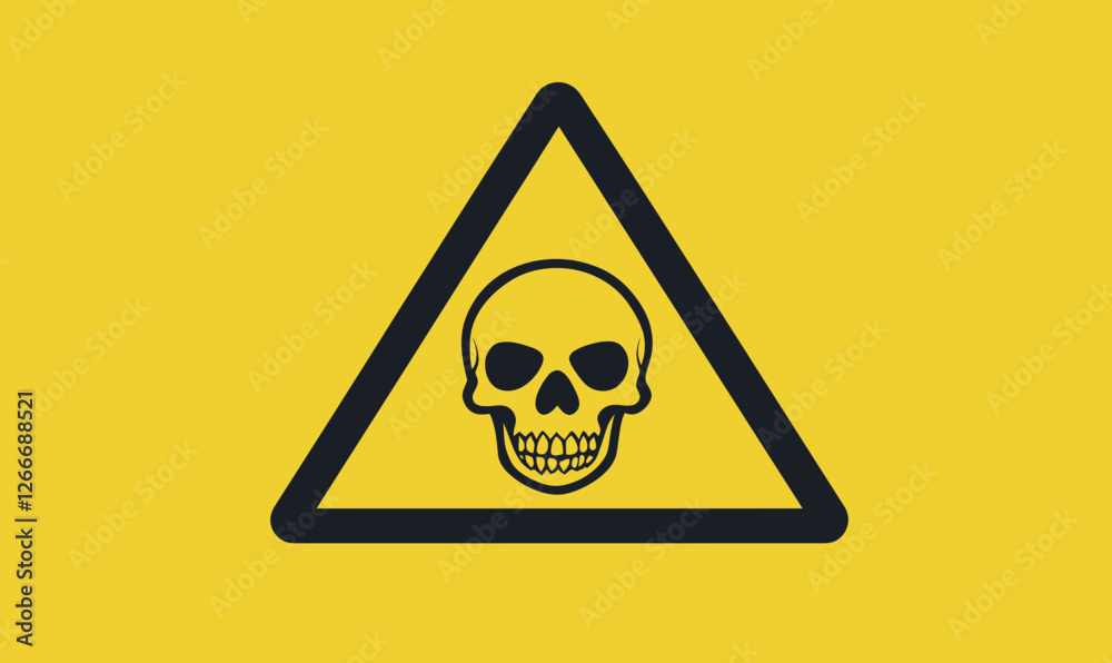 Minimalist Danger Warning Sign with Skull Icon for Toxic Chemical Hazard Awareness