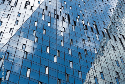 Skyscraper windows close-up. Window frames of demo-scrapers.