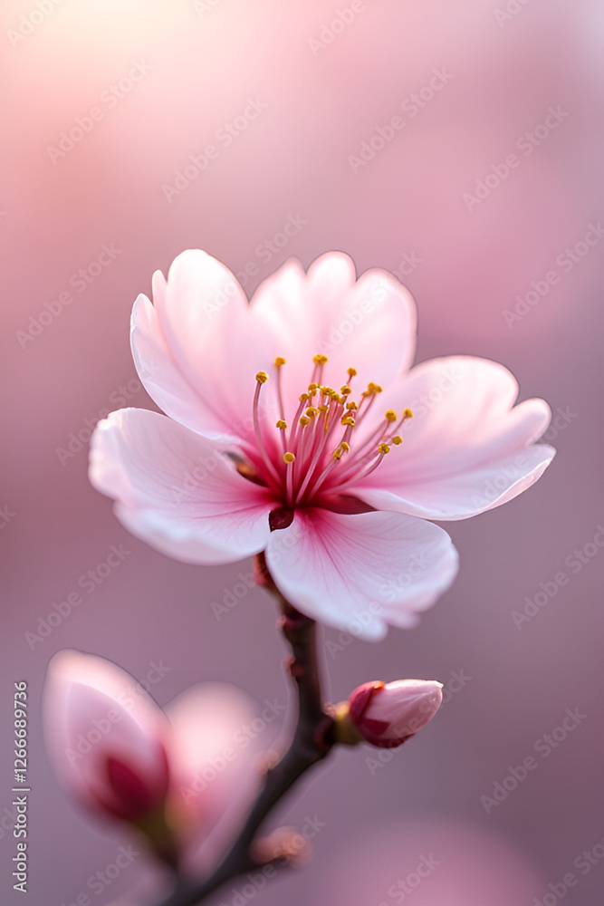 Delicate Pink Almond Blossom in Full Bloom Delicate Pink Almond Blossom in Full Bloom