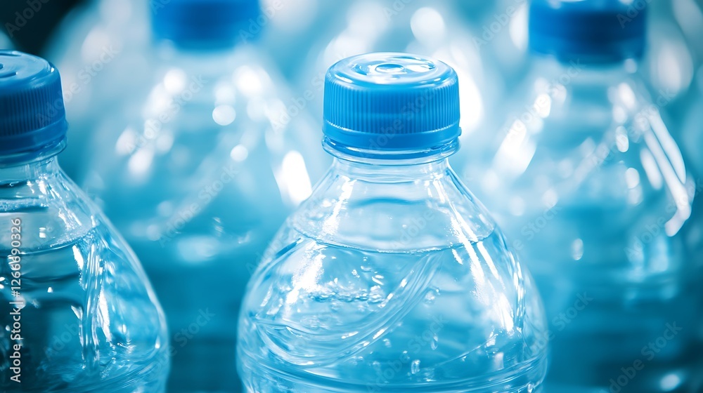 Bottles of mineral water on blurred nature background. Close up. Bottles of mineral water on blurred nature background. Close up.