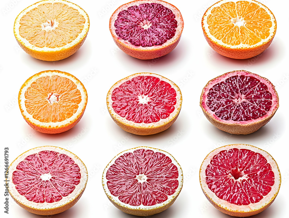 Citrus Fruits Slices on White Background Citrus Fruits Slices on White Background