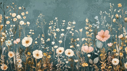 Serene Meadow: A Whimsical Floral Tapestry