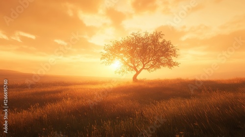 Serene Sunset Over Tree