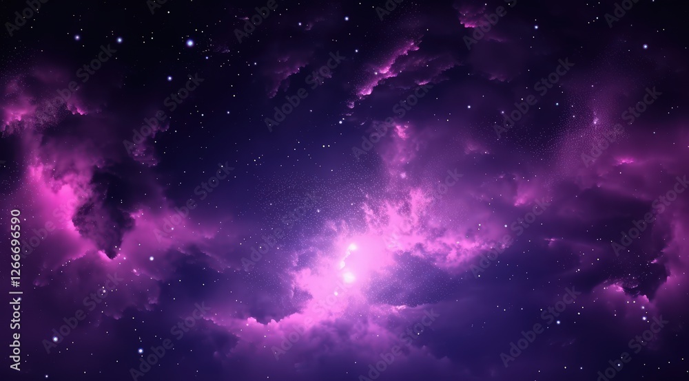 Cosmic Purple Nebula A swirling galaxy formation of galactic gas clouds and distant starfield Cosmic Purple Nebula A swirling galaxy formation of galactic gas clouds and distant starfield
