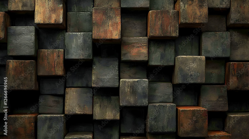Abstract Wooden Blocks Wall Background Abstract Wooden Blocks Wall Background