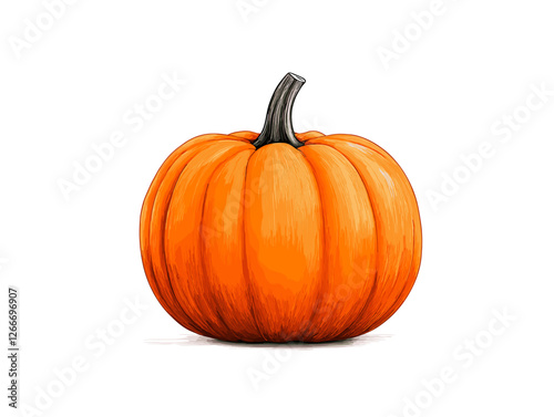 Realistic orange pumpkin isolated on white background.