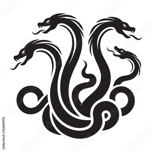 Mythological Hydra silhouette crafted for storytelling - Hydra illustration - Hydra vector - mythical creature silhouette

