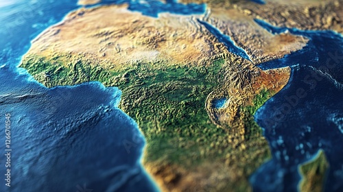 African continent splitting, ocean rift forming, geological evolution in progress