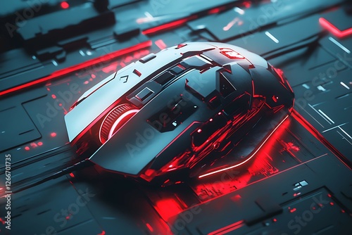 Colorful picture of computer mouse with Christmas decorations