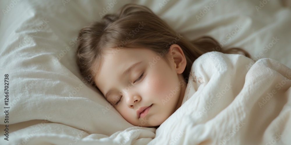 A little girl sleeping in bed with her eyes closed. A little girl sleeping in bed with her eyes closed.