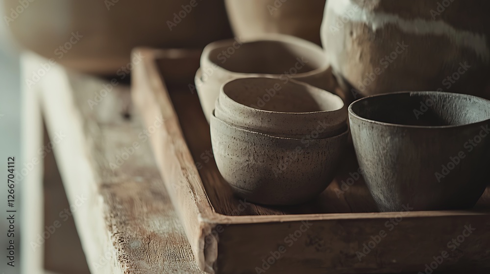 A wooden tray with a few bowls on it
