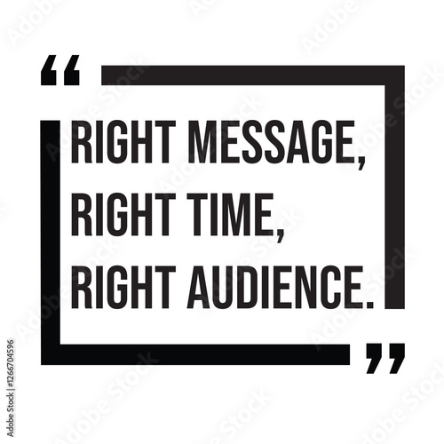 Right message, right time, right audience, marketing strategy, inspirational design quote, motivational quotes, typography illustration lettering quotes